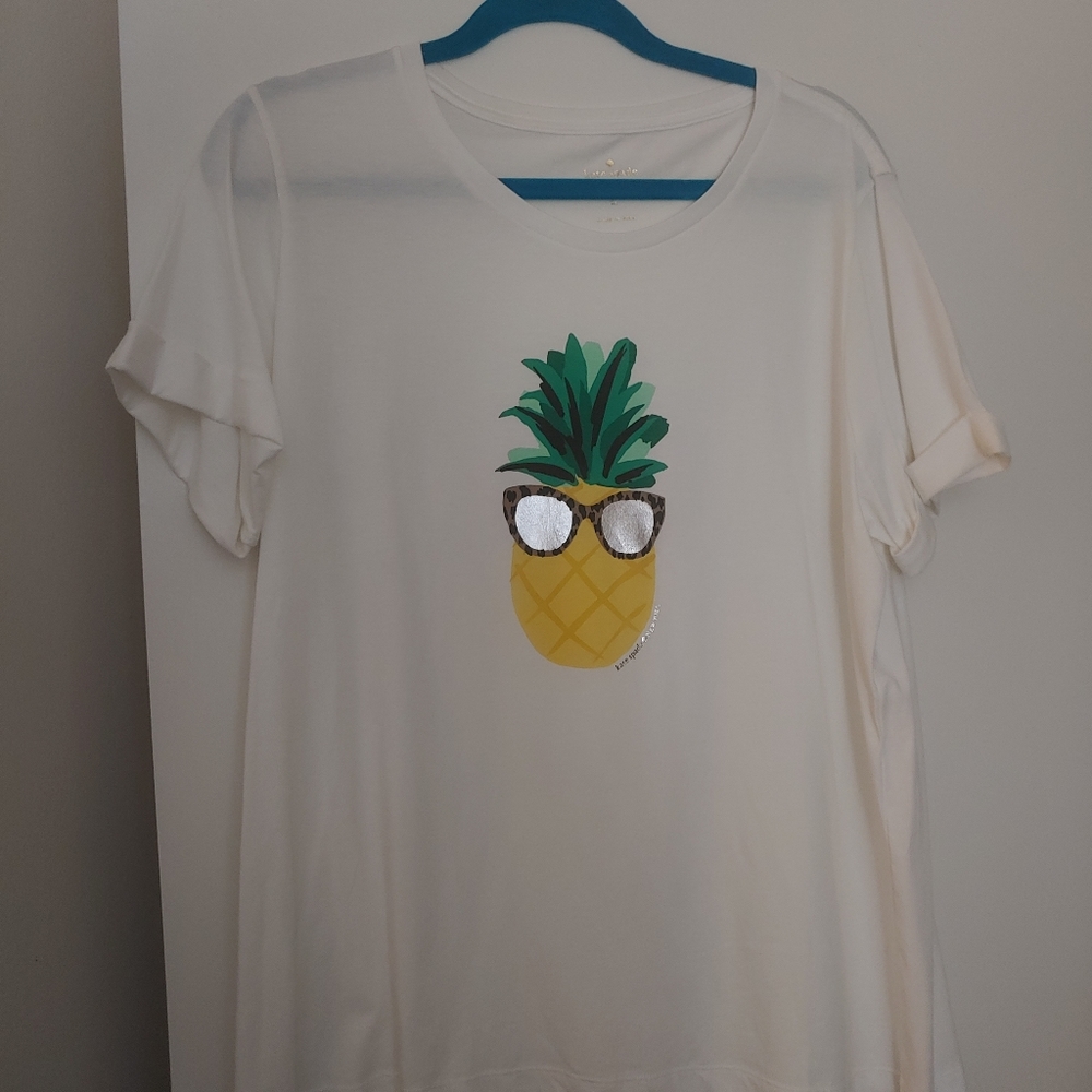 Kate Spade women's short sleeve t-shirt with pineapple print.